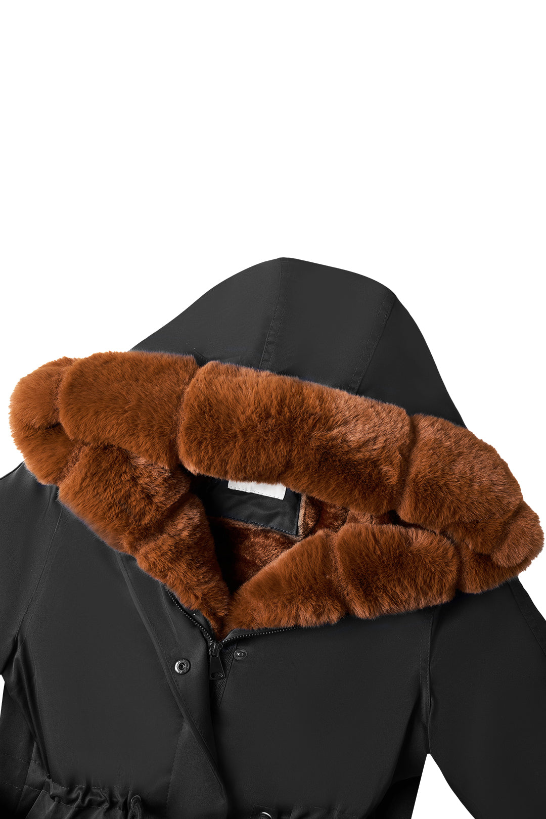 Midi Fur Collar Nipped Waist Warm Puffer Coat