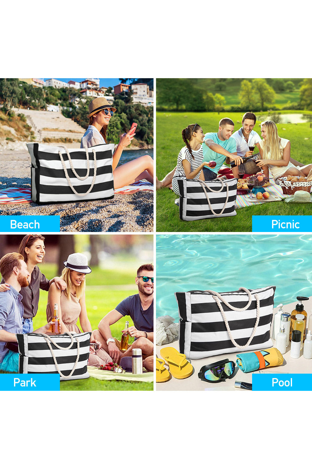 Polyester Large Capacity Tote Bag Beach Bag