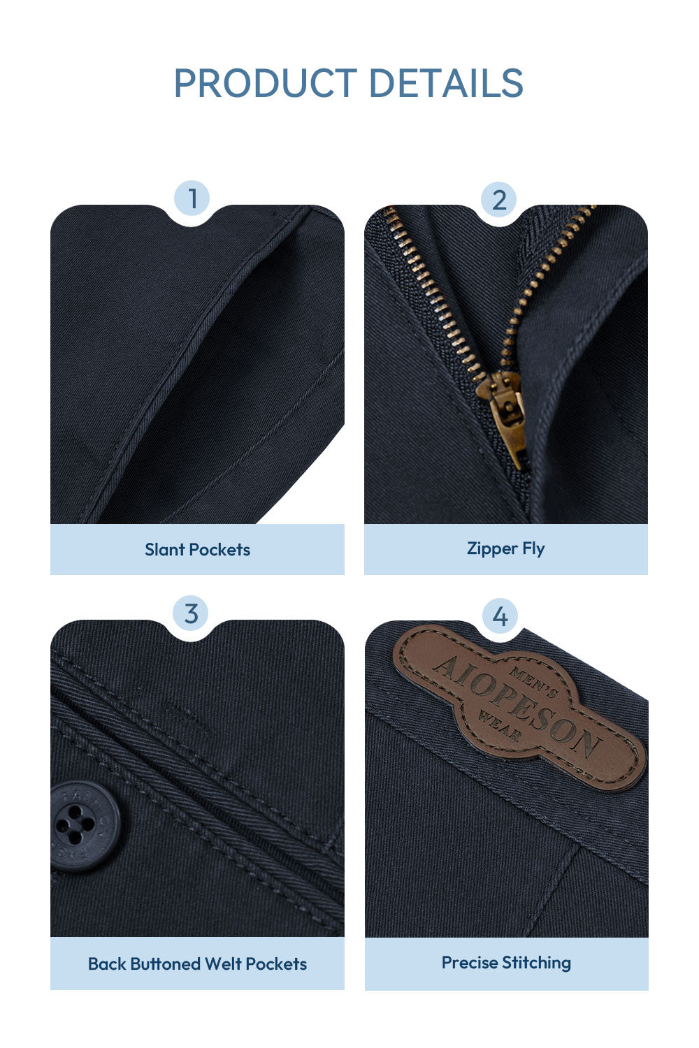 Straight Leg Chinos Trousers for Business Casual