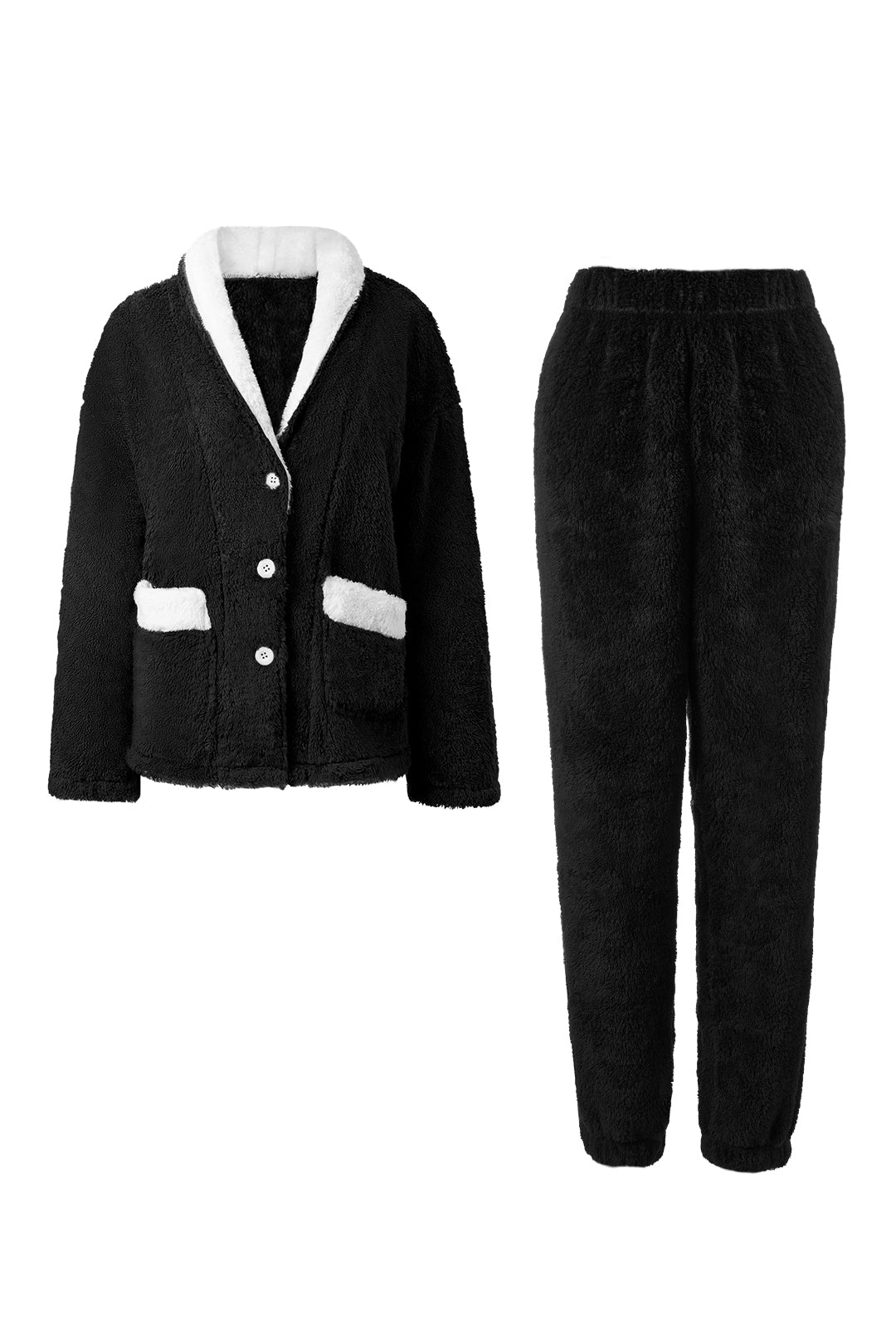 Buttoned Ultra-Soft Fleece Loungewear Set