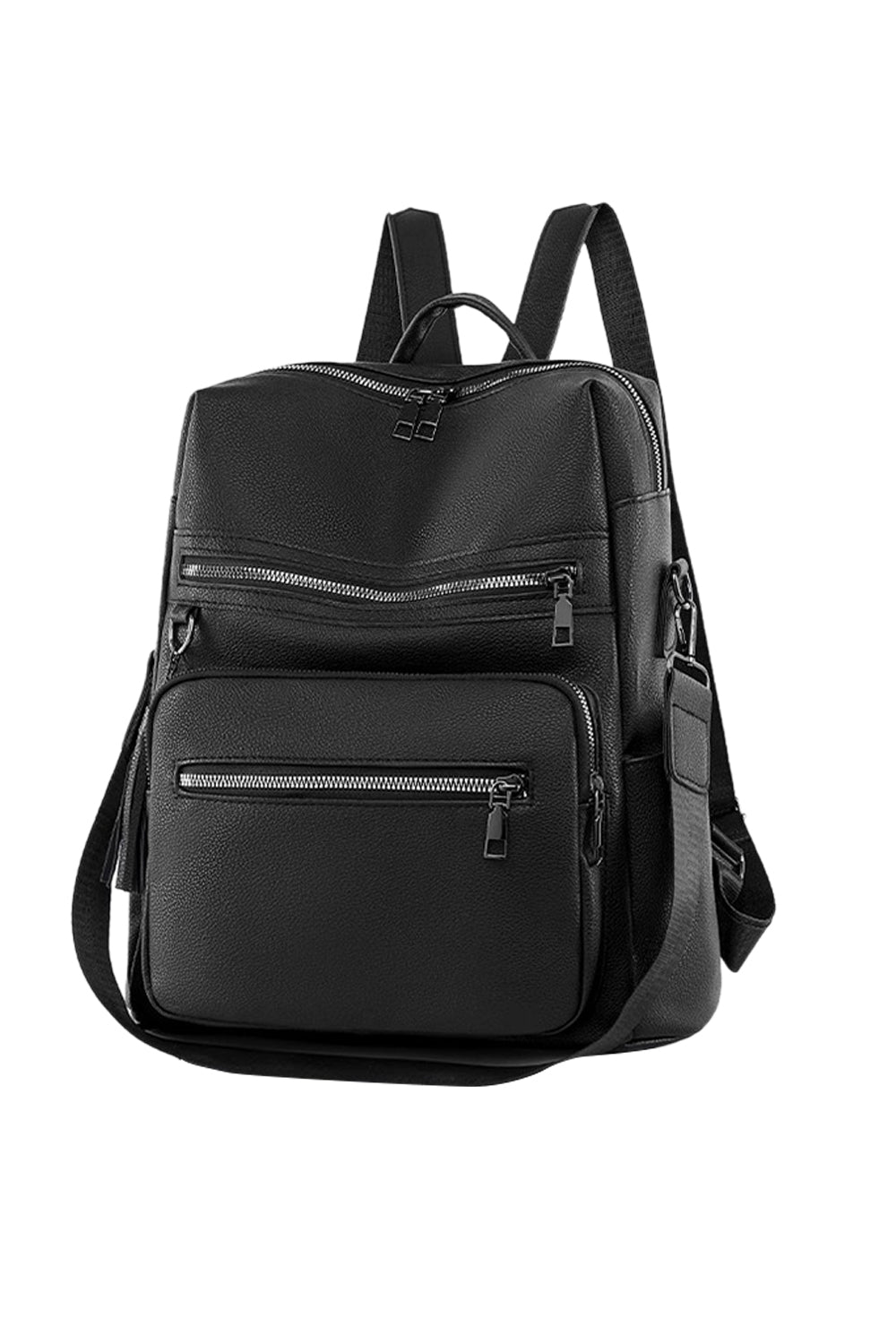 Black Large-capacity Backpacks Made of PU Leather