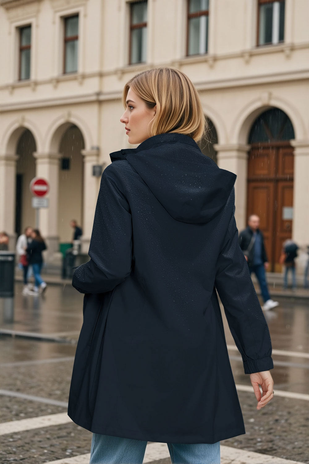 Midi windproof trench coat