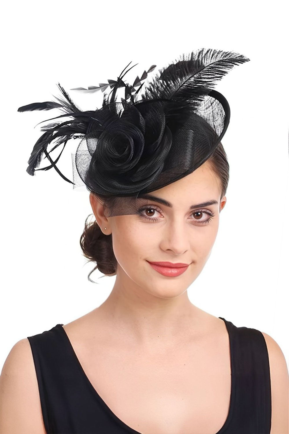 Feather Flower Mesh Fascinator