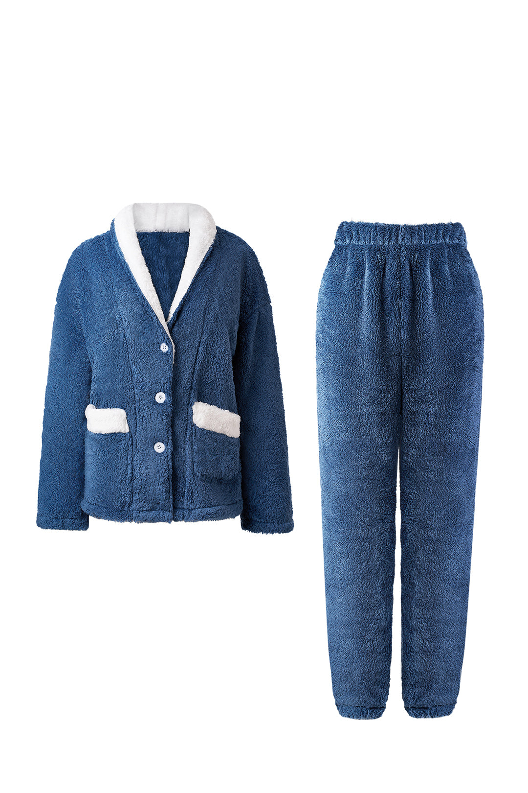 Buttoned Ultra-Soft Fleece Loungewear Set