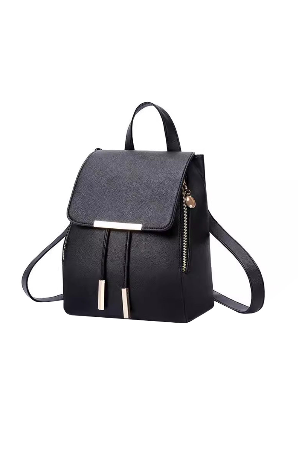 Black College-style Backpacks Made of PU Leather