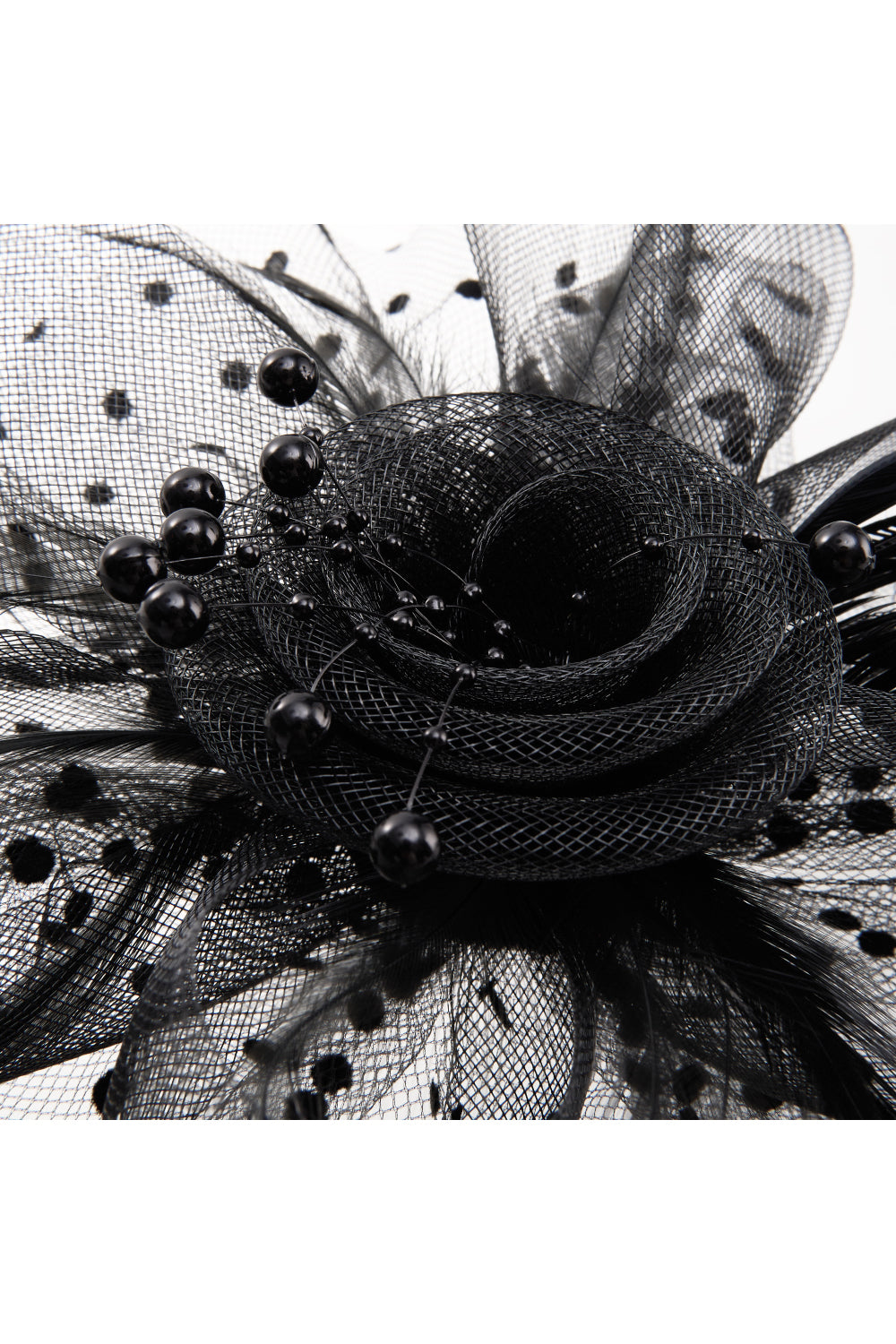 Dual - use Headband & Barrette with Netting, Flower and Feather Designs