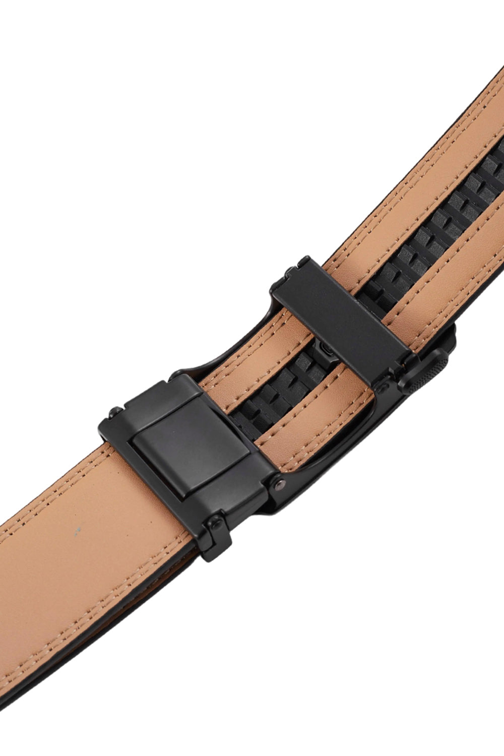 Automatic Buckle Belt with Small Mat Weave Pattern