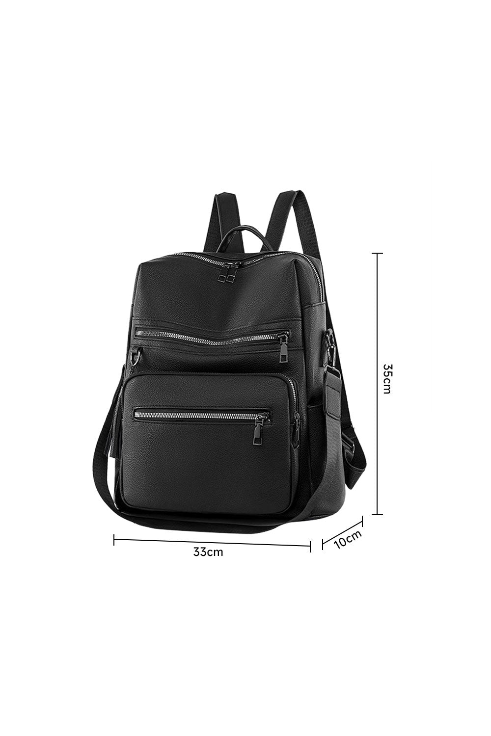 Black Large-capacity Backpacks Made of PU Leather
