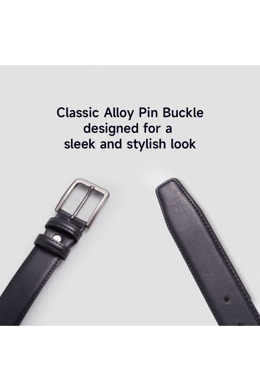 Cowhide Leather Belt with Pin Buckle in Black