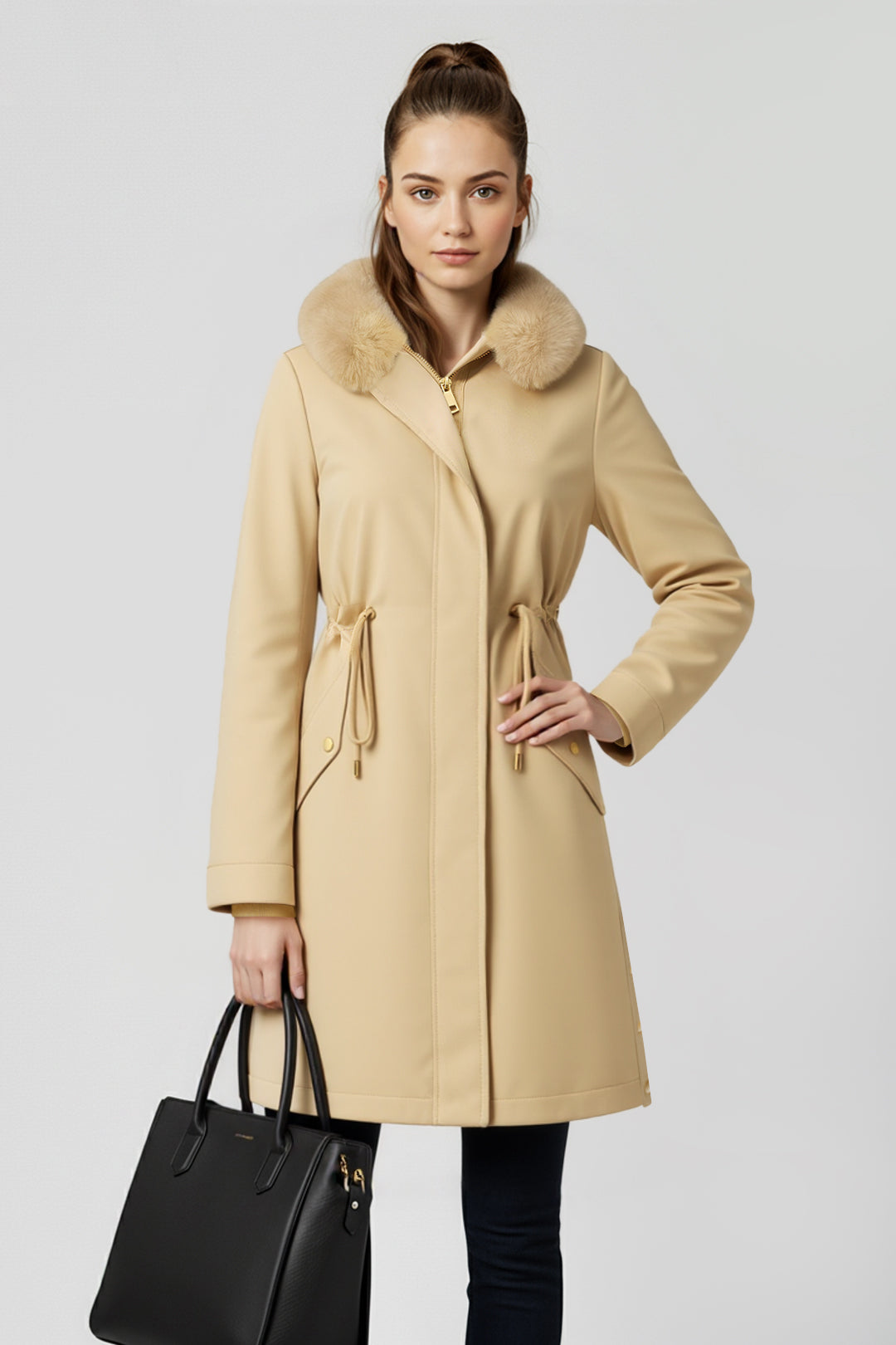 Fur Collar Slim Fit Stylish Warm Coat