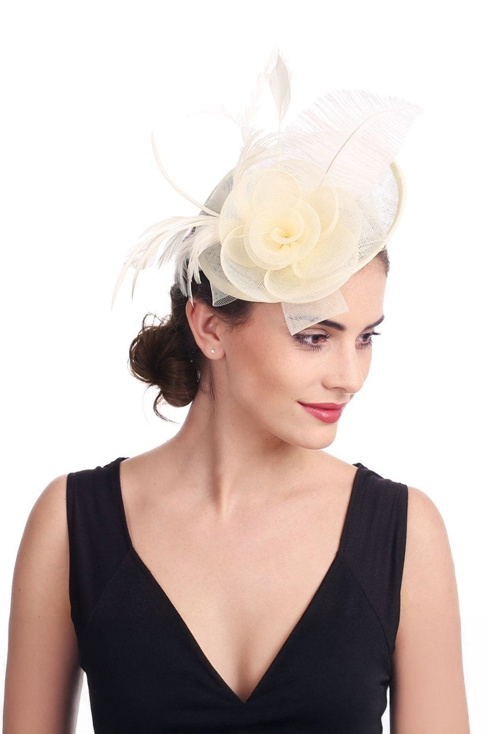 Feather Flower Mesh Fascinator
