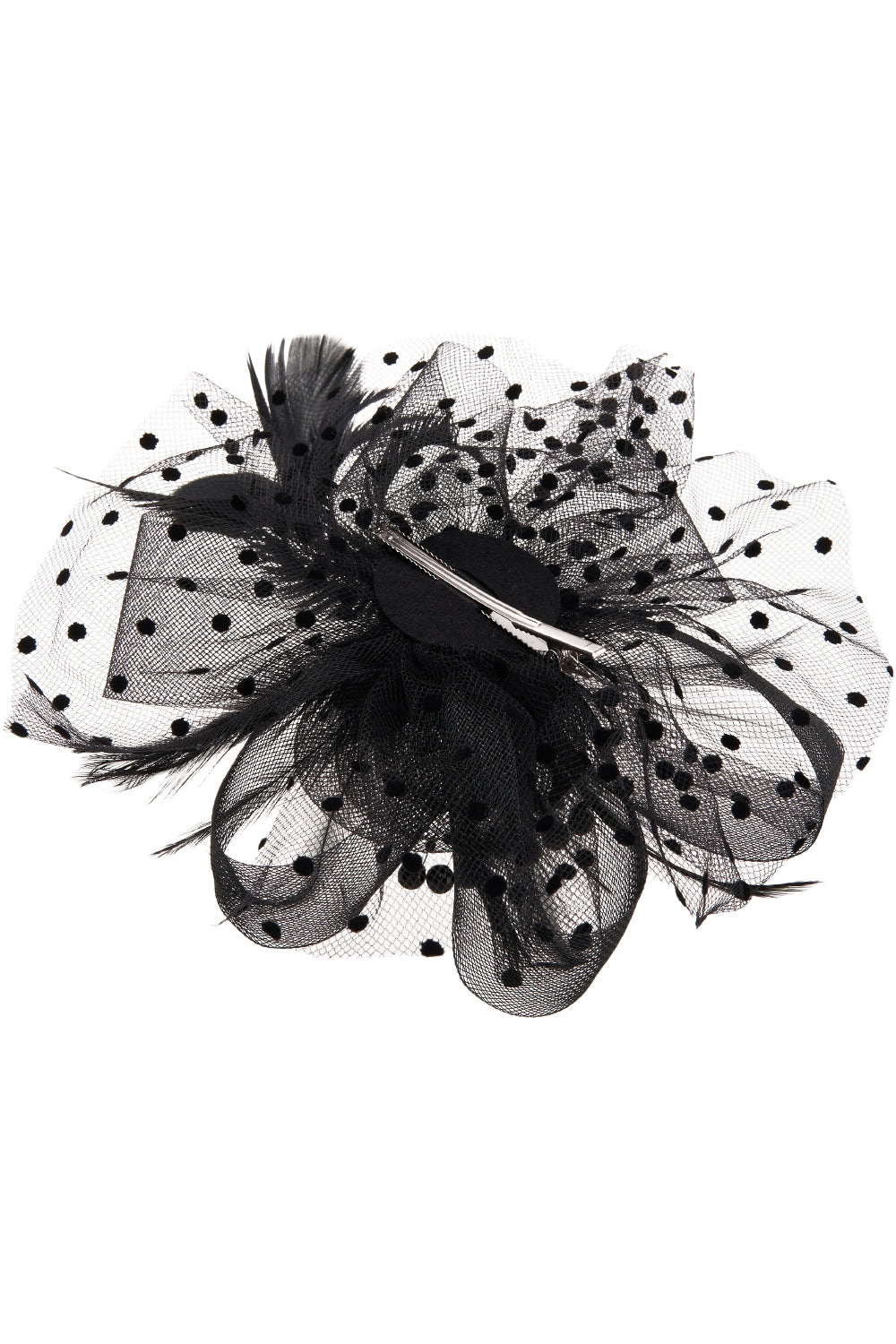 Dual - use Headband & Barrette with Netting, Flower and Feather Designs