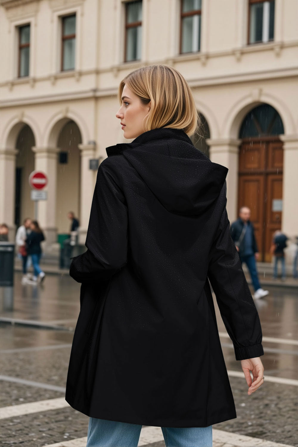 Windproof trench coat #oran_Black