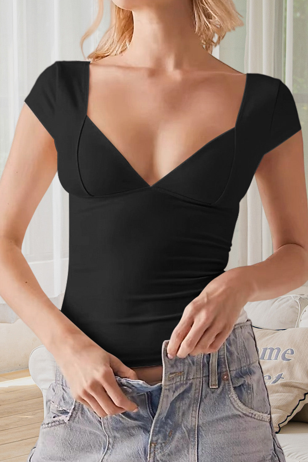 V - neck Sleeveless Top with an Open Back: Casual and Sexy