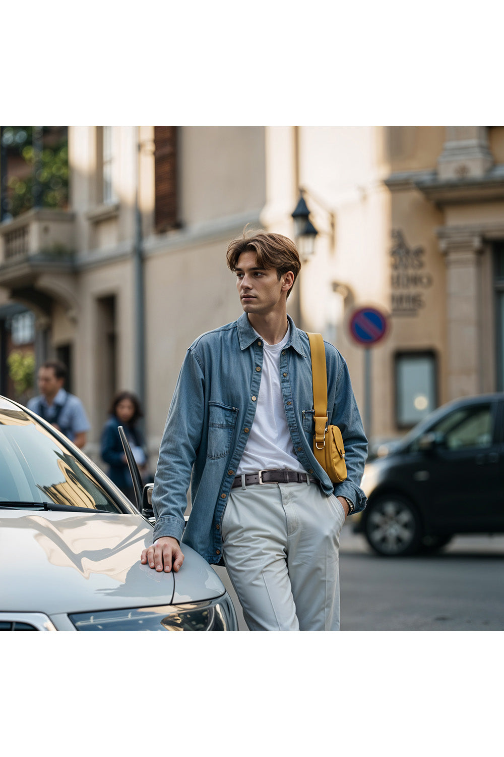 Cowhide Leather Belt with Pin Buckle in Black