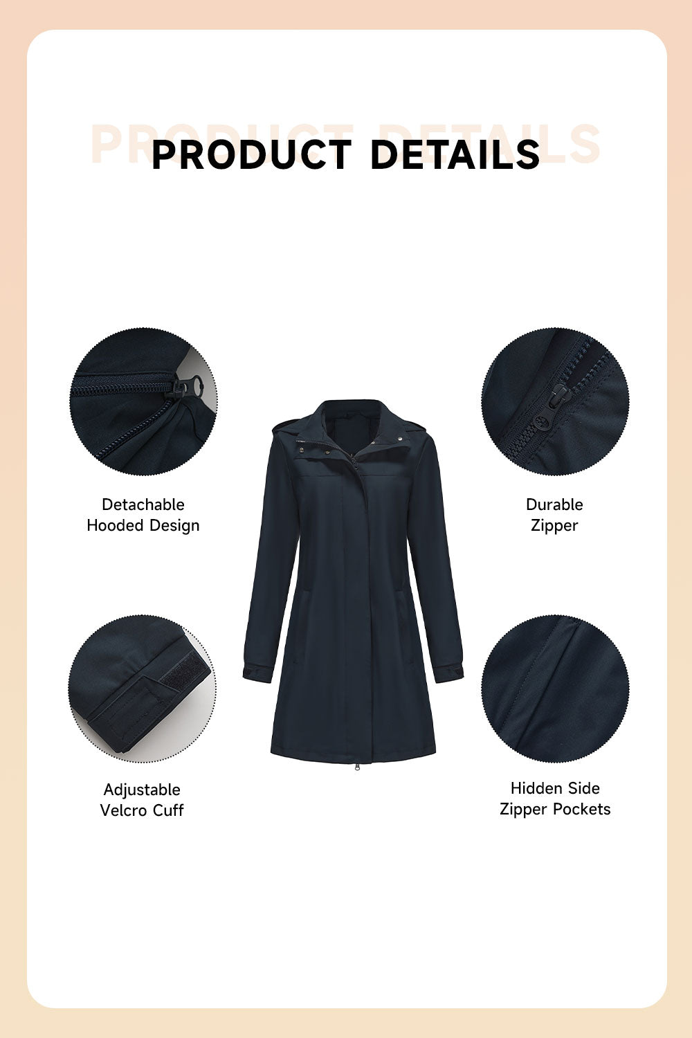 Midi windproof trench coat