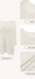 Solid Color Cutout Knit Top #oran_White