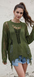 Cutout Knitted Jumper #oran_Green