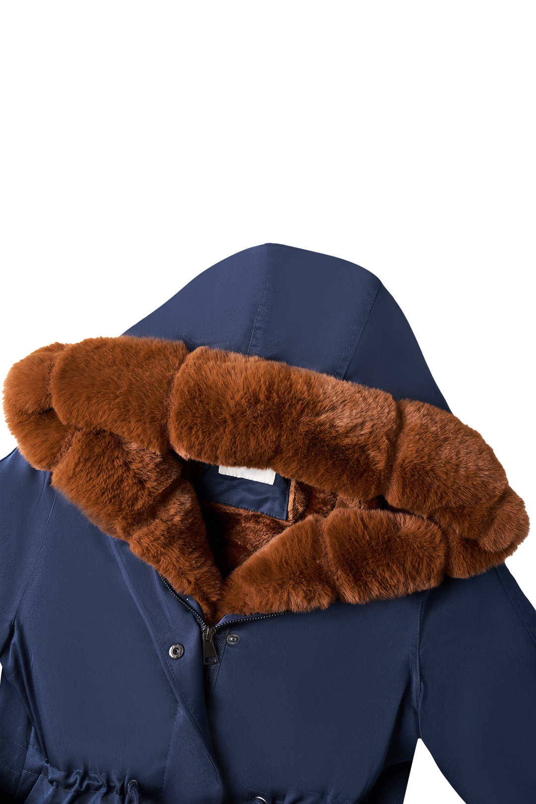 Midi Fur Collar Nipped Waist Warm Puffer Coat