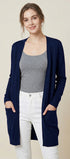Knit Open Front Cardigan #oran_Navy