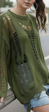 Cutout Knitted Jumper #oran_Green