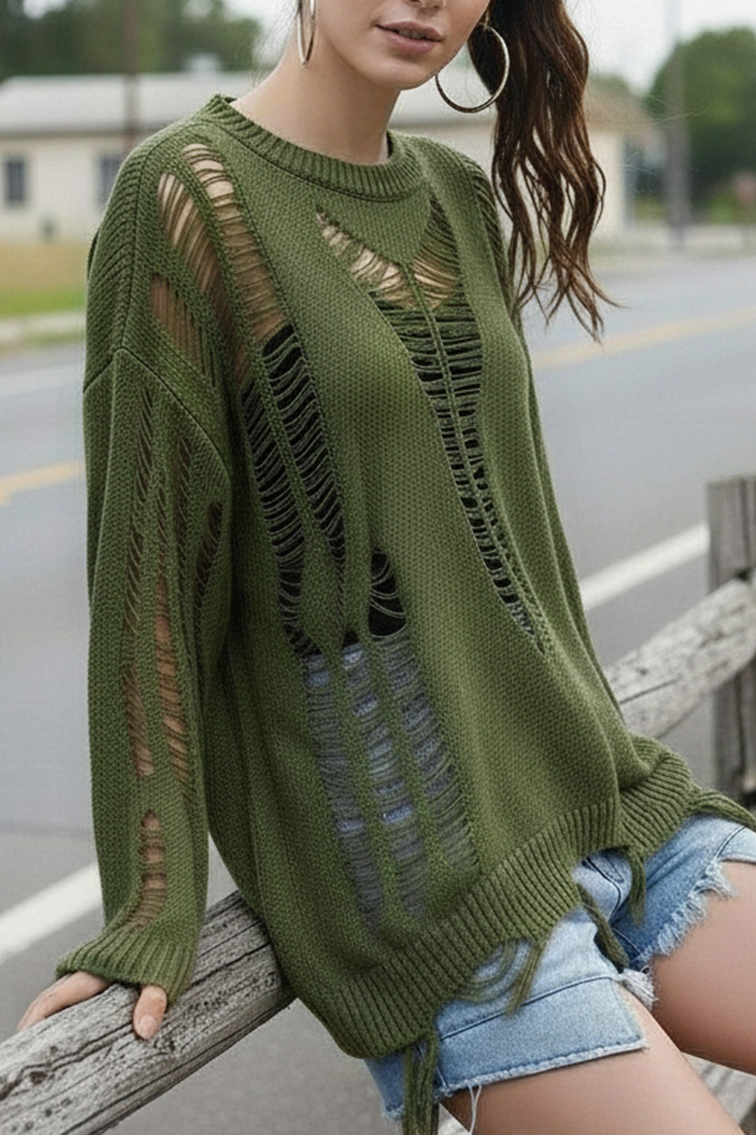 Oversized Cutout Knitted Jumper
