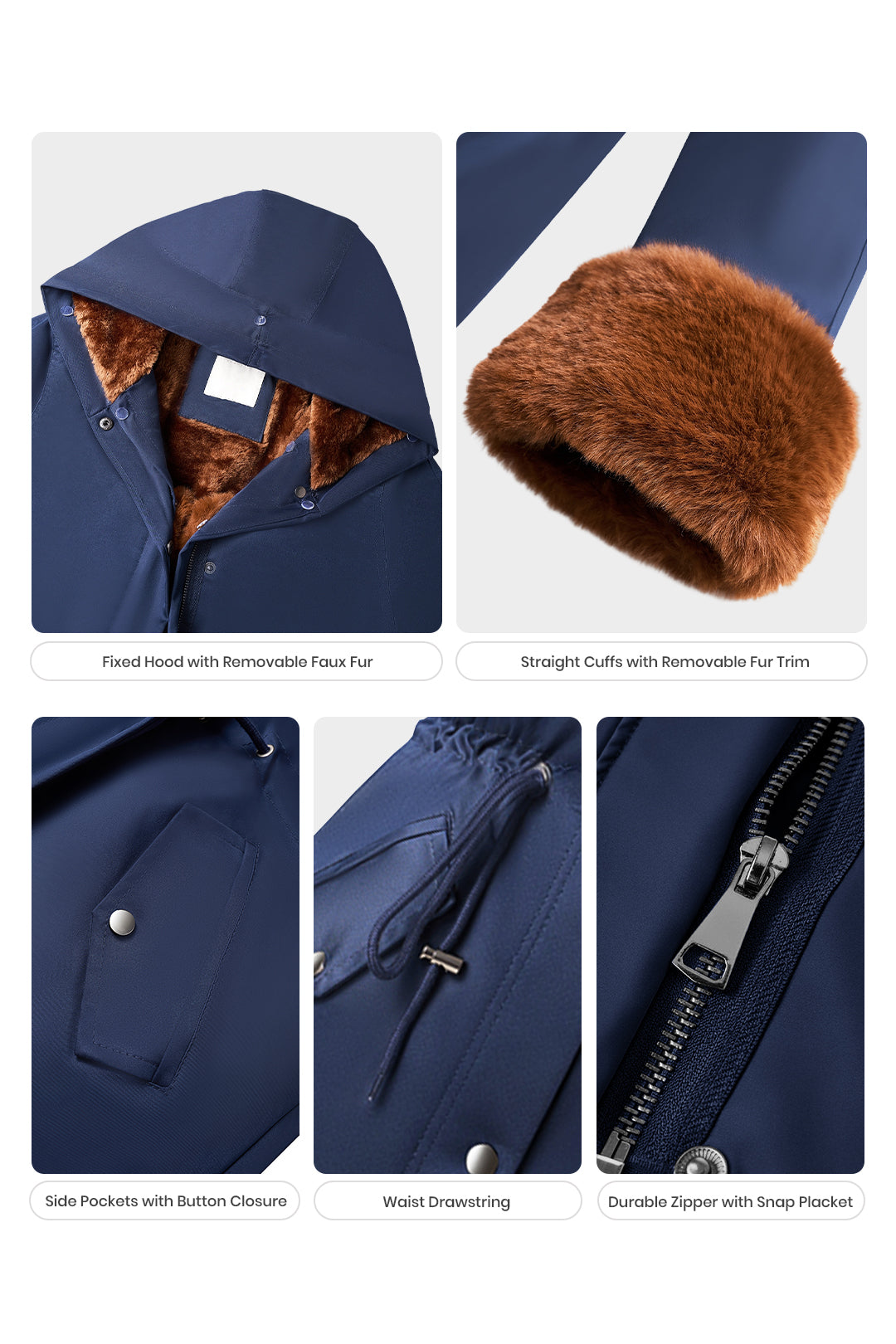 Midi Fur Collar Nipped Waist Warm Puffer Coat