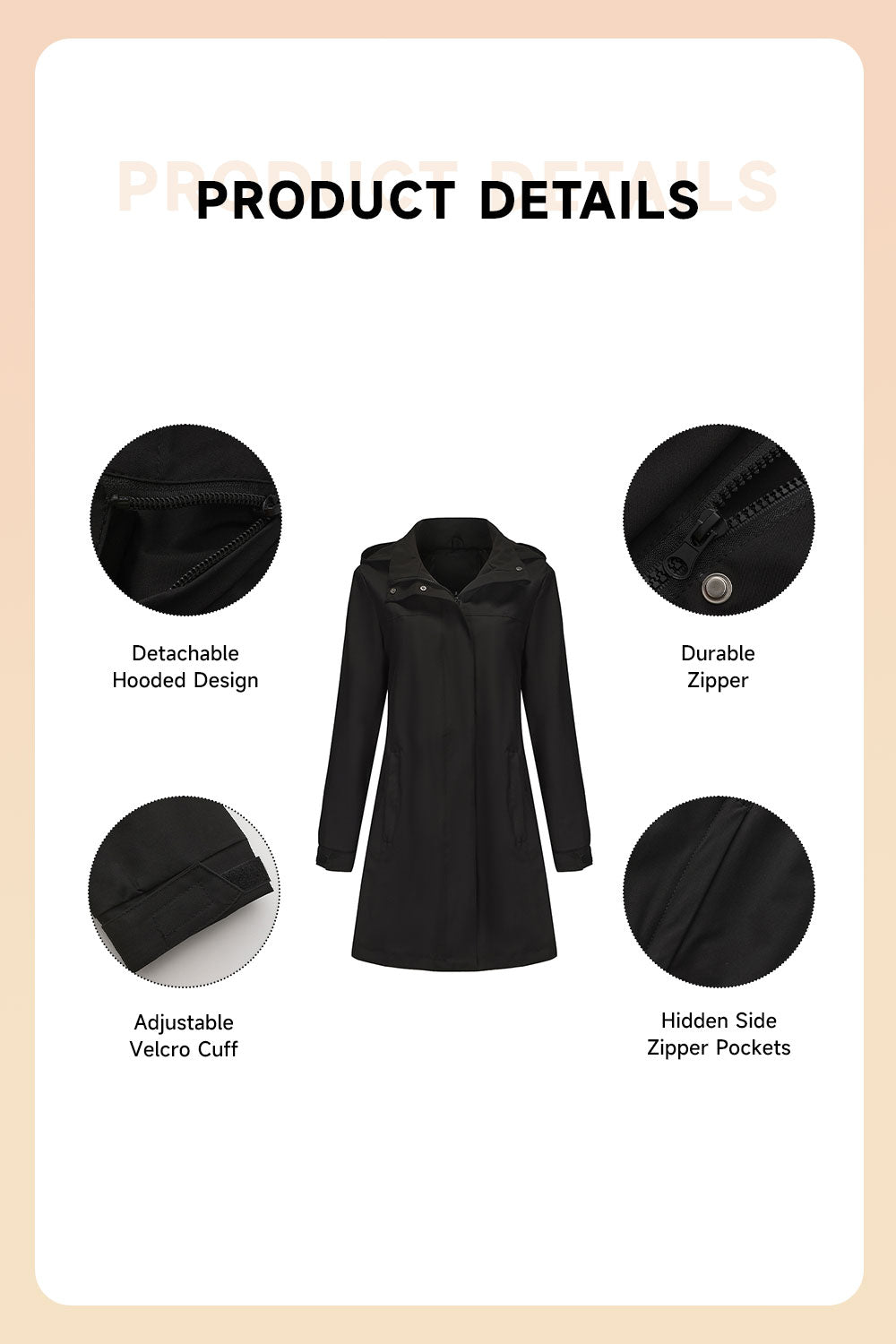 Midi windproof trench coat