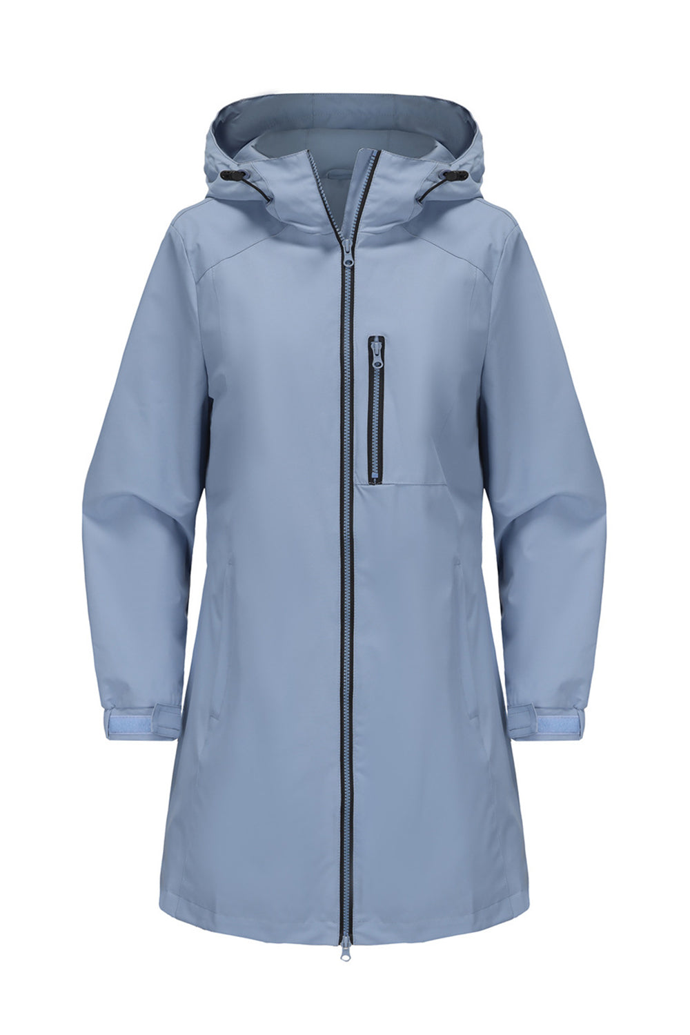 Windproof Trench Coat with Detachable Hood