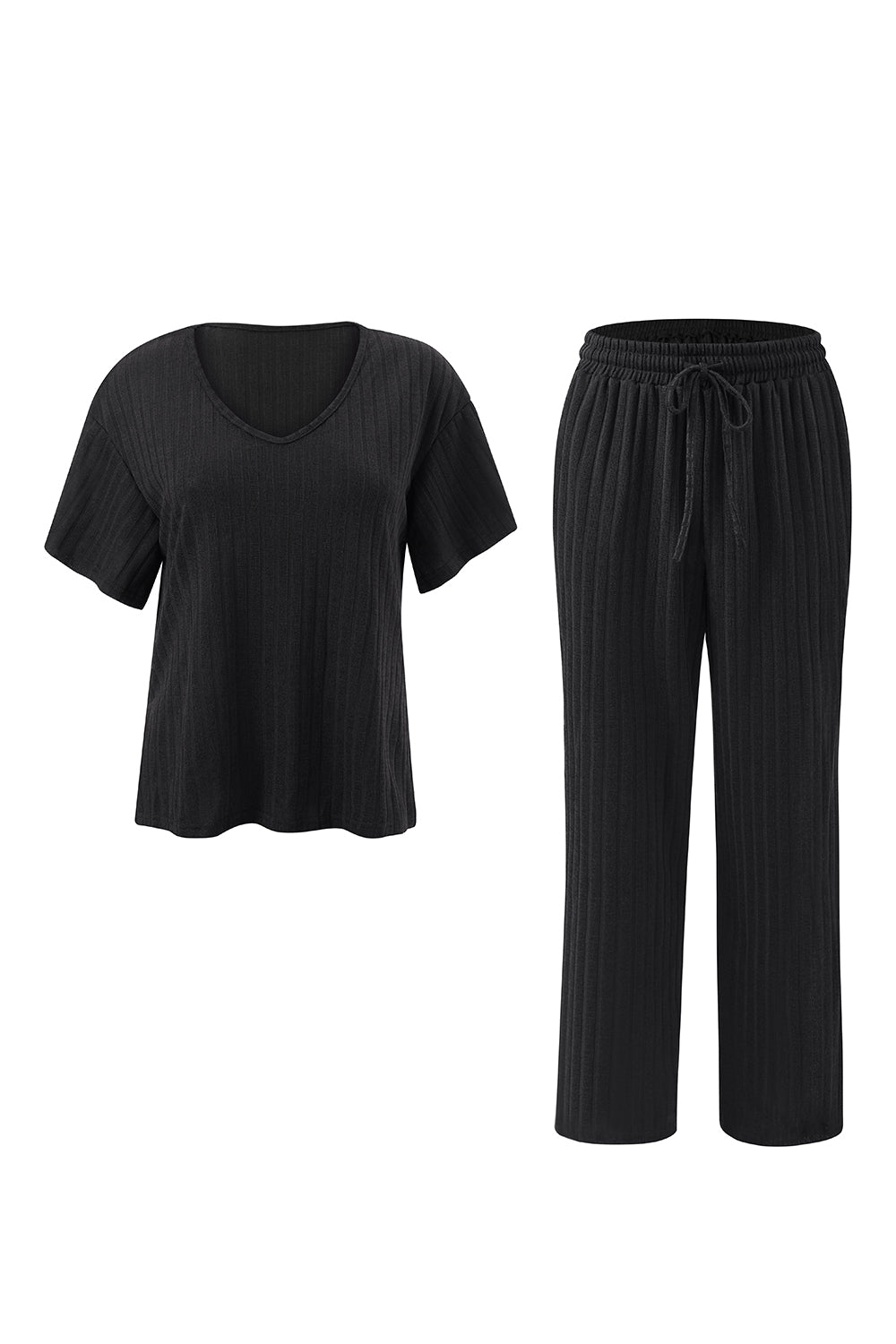 Bold Stripe Loungewear Set #oran_Black