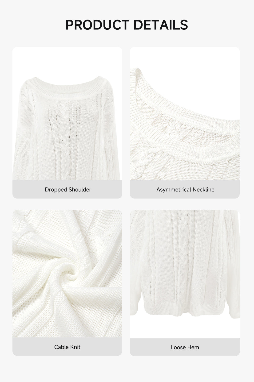 Asymmetric Knitted Drop Shoulder Jumper