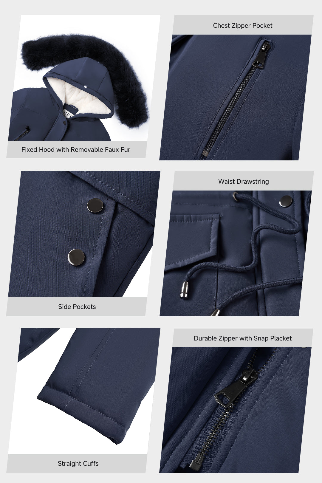 Versatile minimalist puffer coat with hood and fur collar