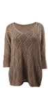 Solid Color Cutout Knit Top #oran_Khaki
