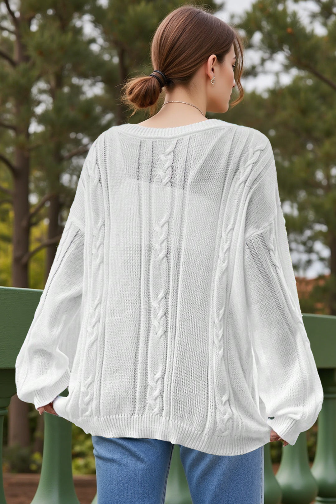 Knitted Drop Shoulder Jumper #oran_White