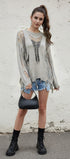 Cutout Knitted Jumper #oran_Gray