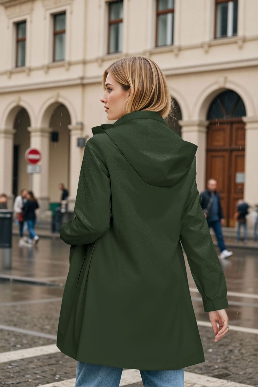 Midi windproof trench coat