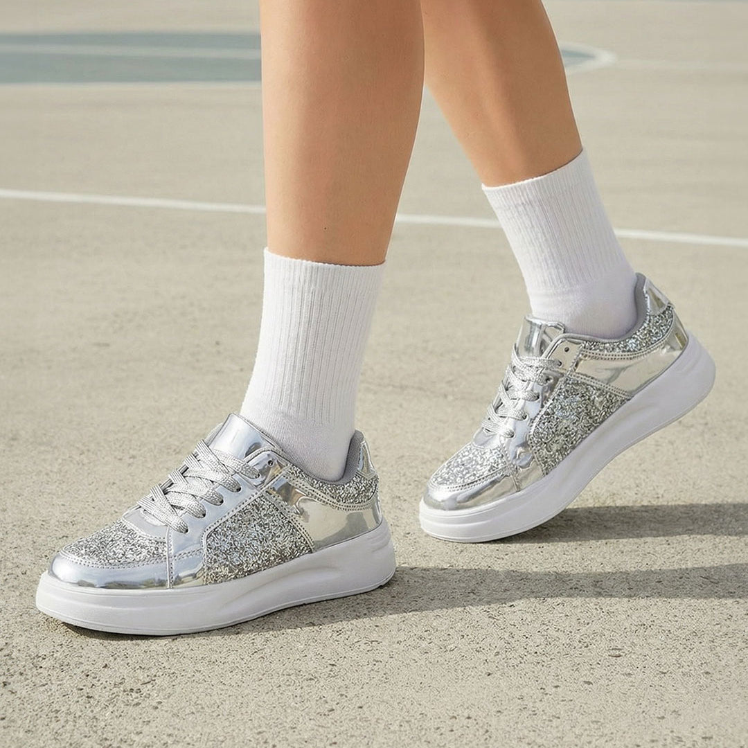 Glitter Platform Flat Trainers