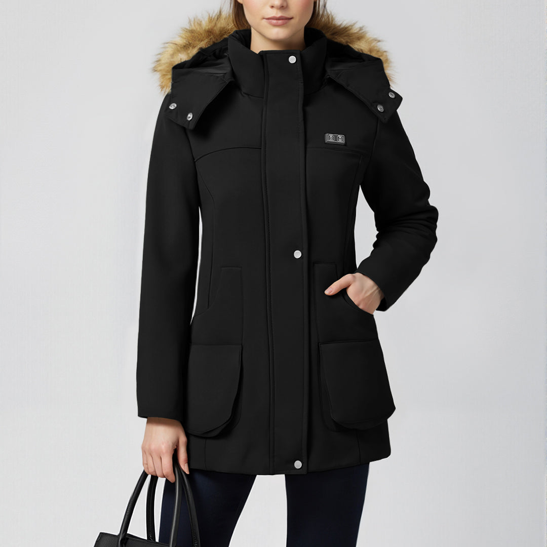 waist winter puffer coat #oran_Black