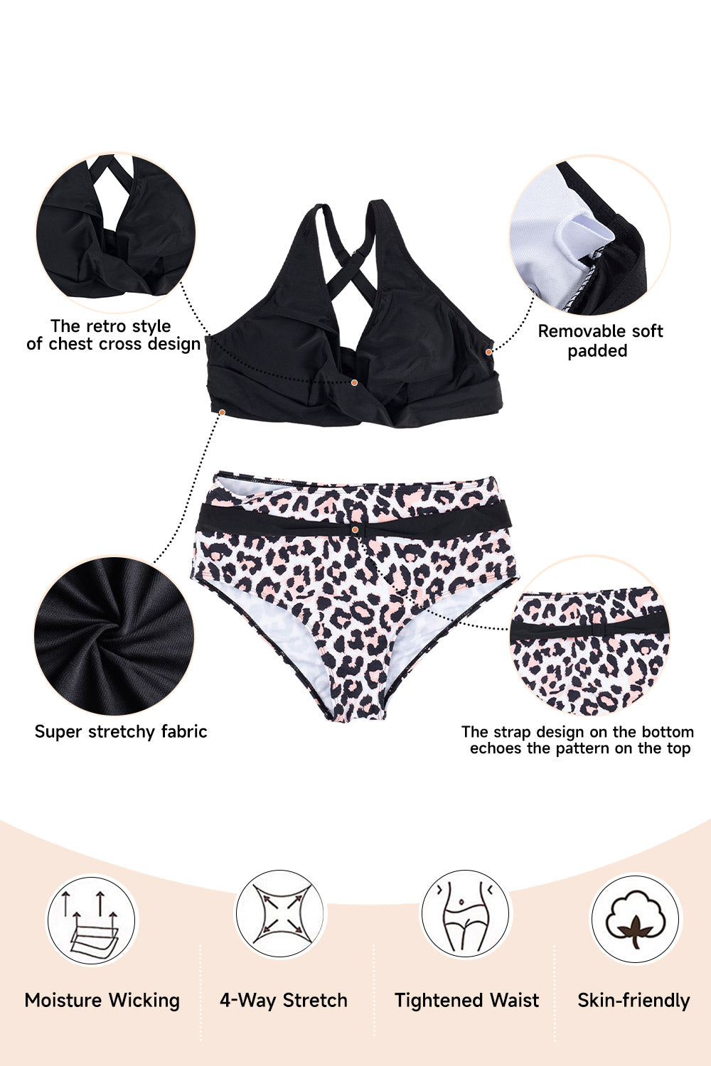 Women Two Piece V-Neckline Bikini Swimsuit