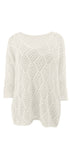 Solid Color Cutout Knit Top #oran_White