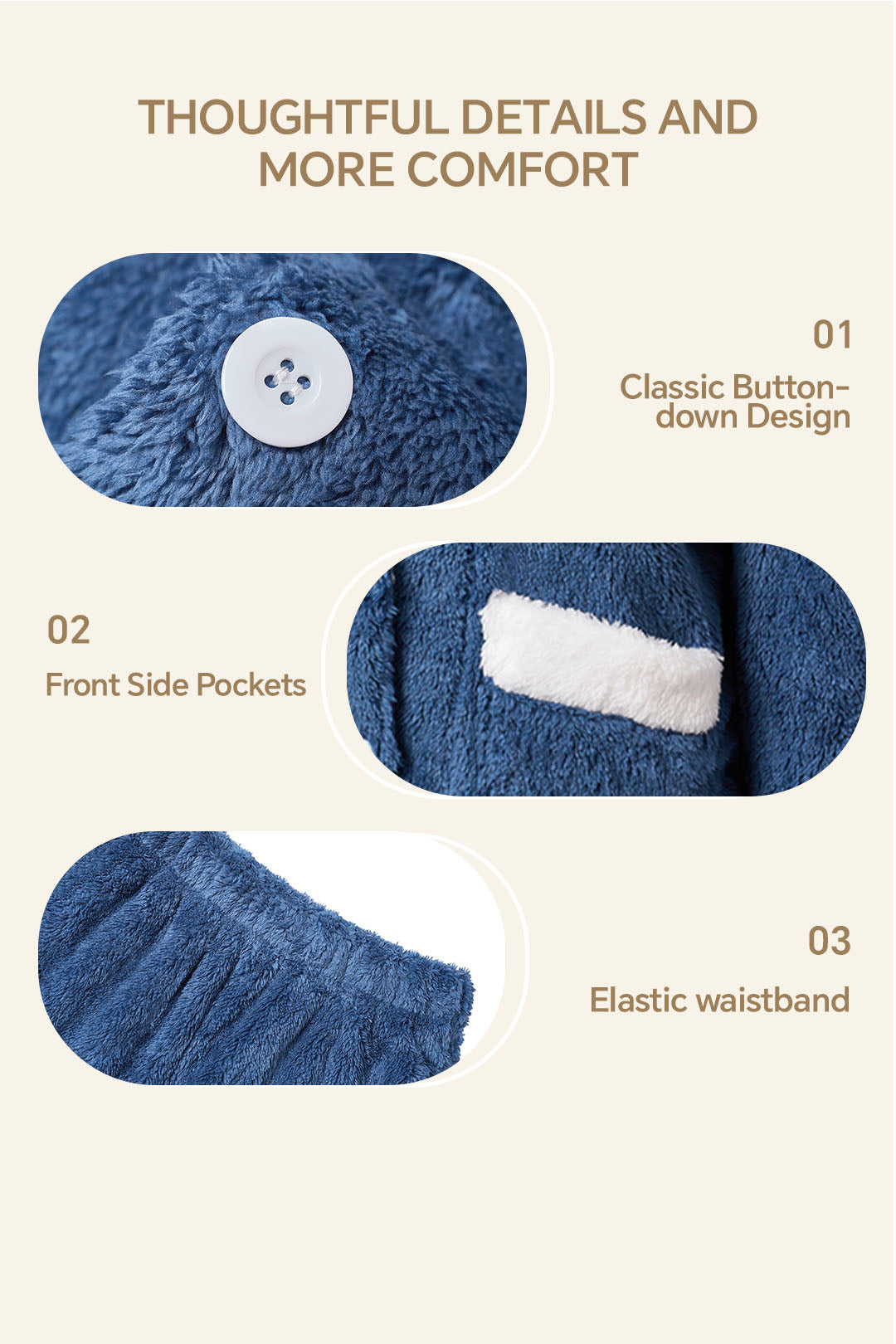 Buttoned Ultra-Soft Fleece Loungewear Set