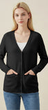 V-Neck Knit Cardigan #oran_Black