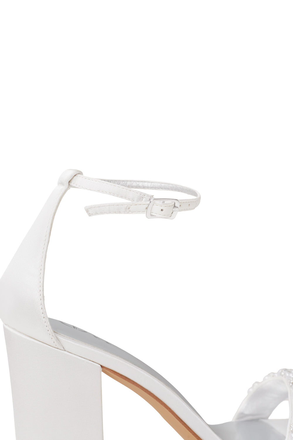 Pearl-Embellished Two-Part Block High Heel Sandals
