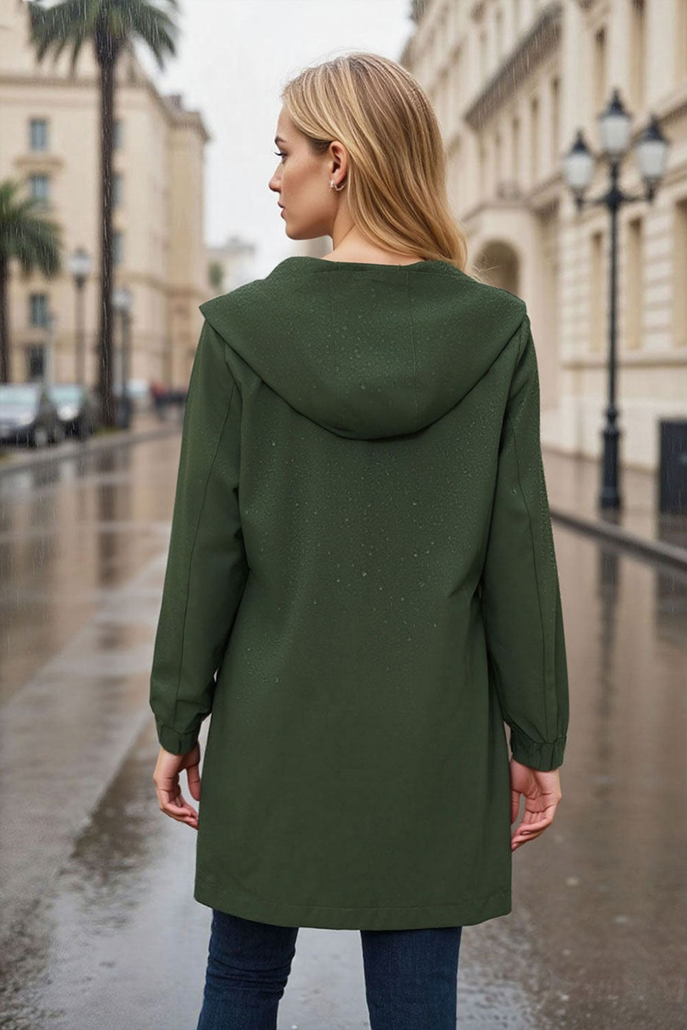 Windproof Trench Coat with Detachable Hood