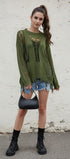 Cutout Knitted Jumper #oran_Green