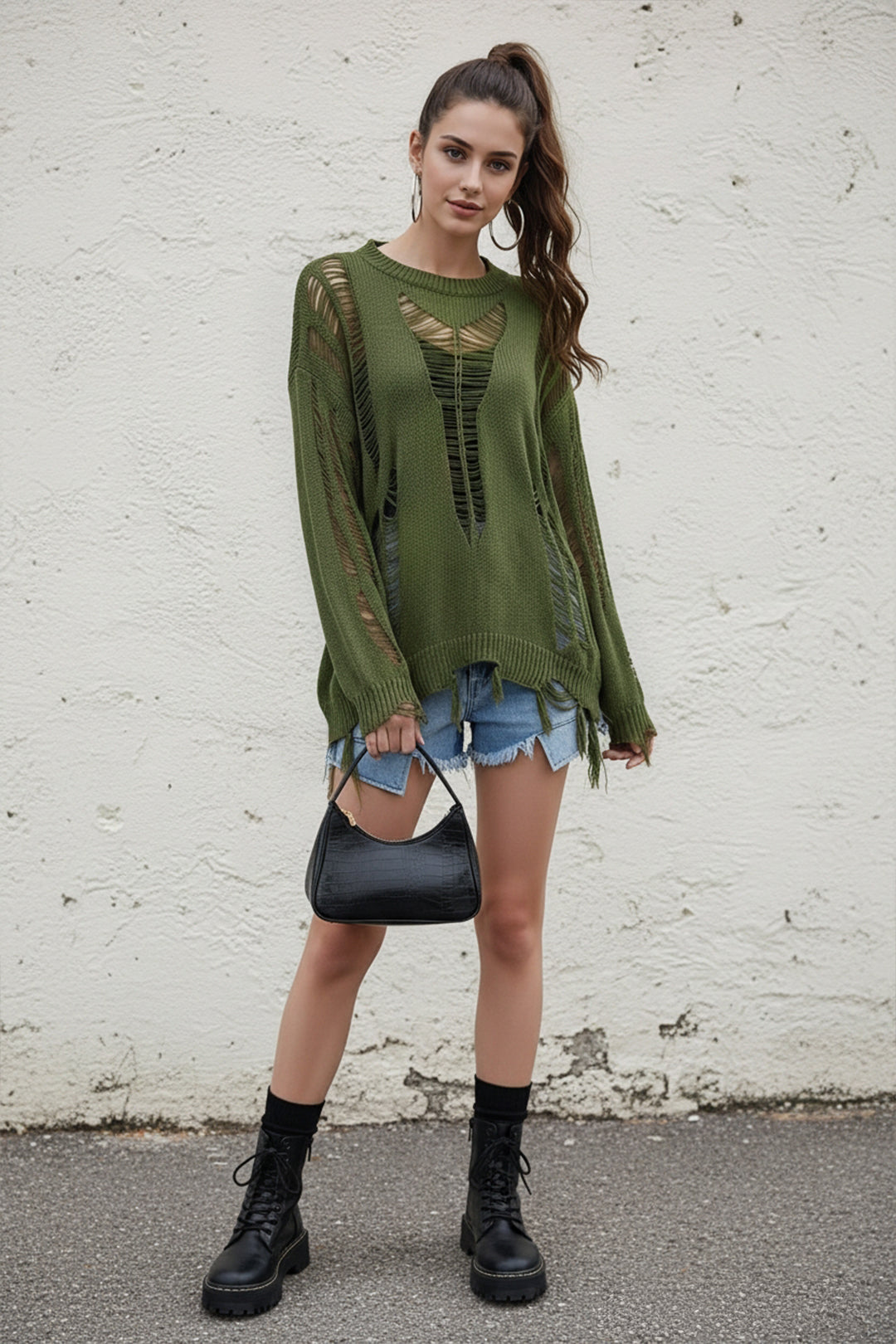 Oversized Cutout Knitted Jumper