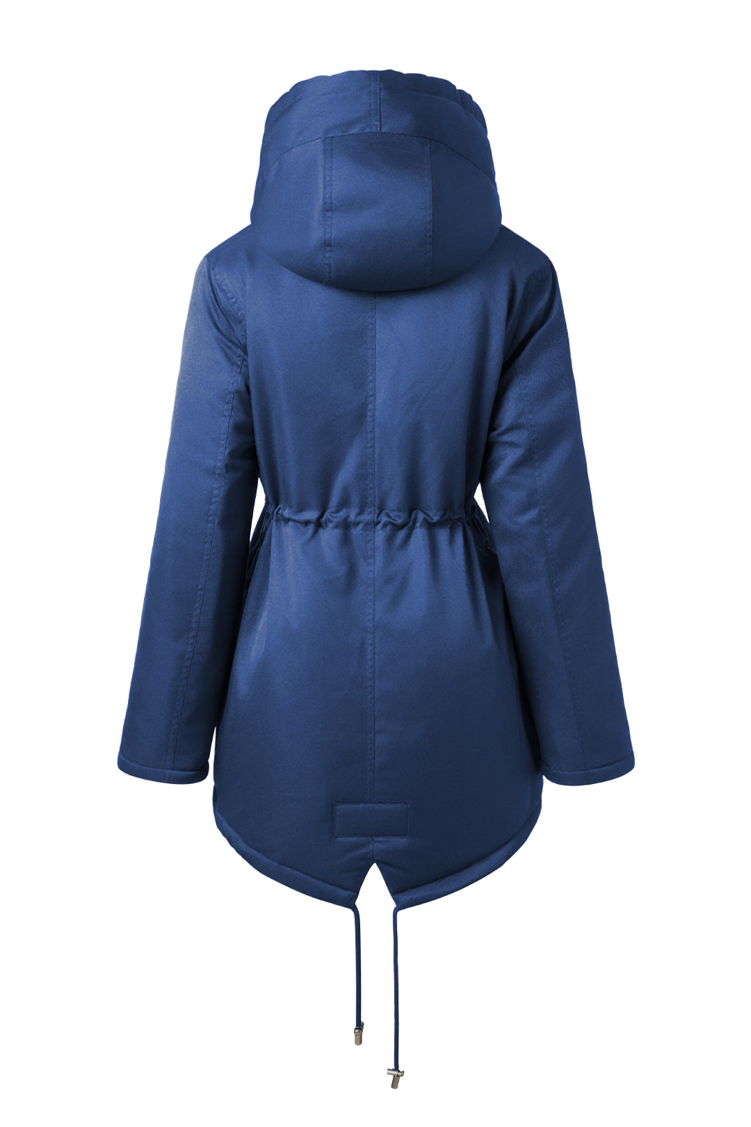Midi warm puffer coat with nipped waist and tie belt