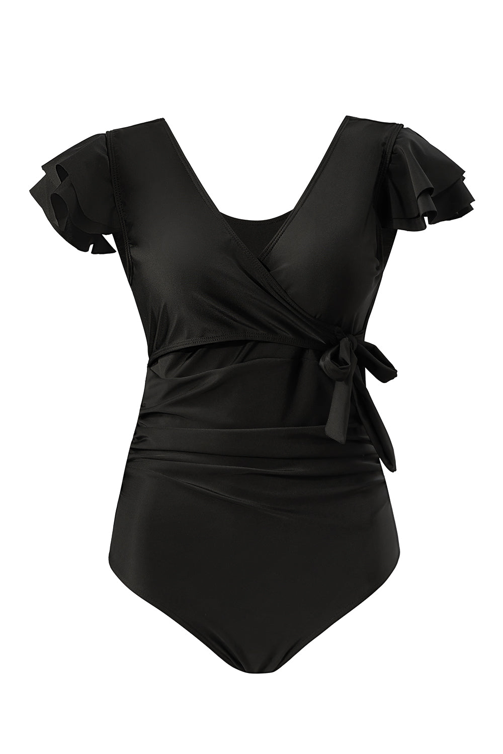 Ruffle Sleeves Ruched Tummy One?Piece Swimsuit
