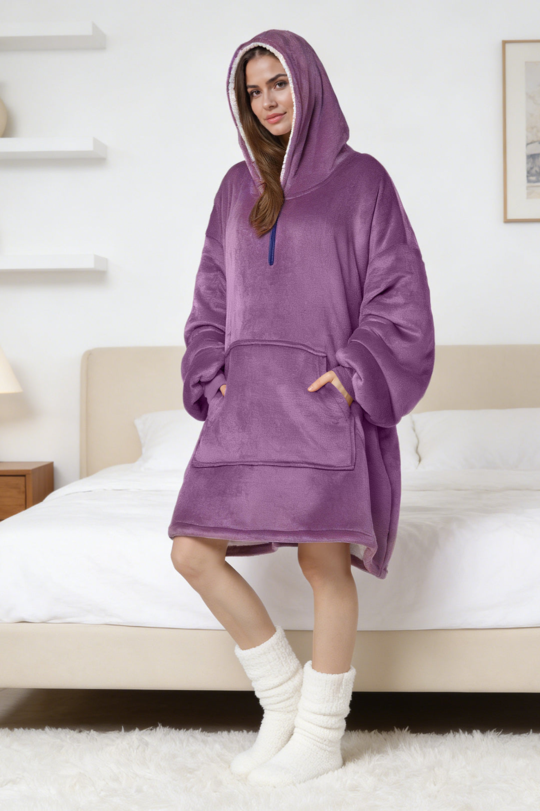 Zip Neck Fleece Dressing Gown