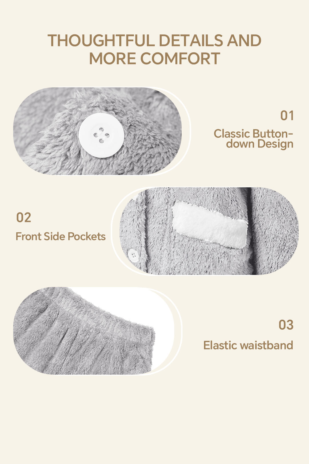 Buttoned Ultra-Soft Fleece Loungewear Set